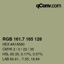 カラーコード: RGB 161.7 165 128 | qconv.com