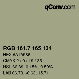 カラーコード: RGB 161.7 165 134 | qconv.com