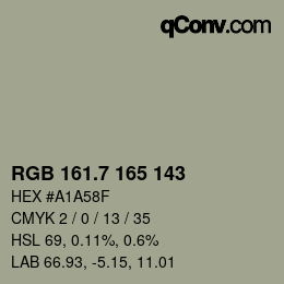 カラーコード: RGB 161.7 165 143 | qconv.com
