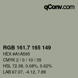 カラーコード: RGB 161.7 165 149 | qconv.com