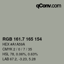 カラーコード: RGB 161.7 165 154 | qconv.com