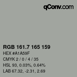 カラーコード: RGB 161.7 165 159 | qconv.com