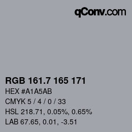 カラーコード: RGB 161.7 165 171 | qconv.com