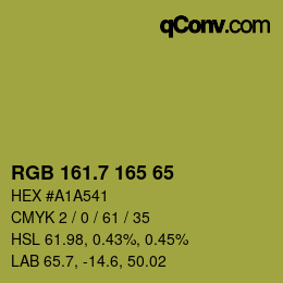 カラーコード: RGB 161.7 165 65 | qconv.com