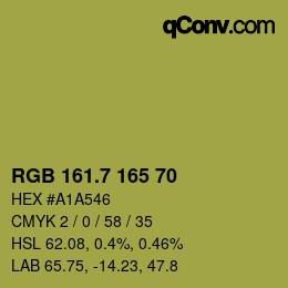 カラーコード: RGB 161.7 165 70 | qconv.com