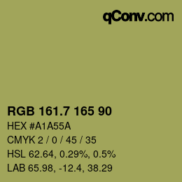 カラーコード: RGB 161.7 165 90 | qconv.com