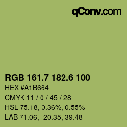 カラーコード: RGB 161.7 182.6 100 | qconv.com