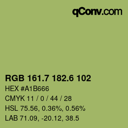 カラーコード: RGB 161.7 182.6 102 | qconv.com