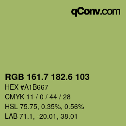 カラーコード: RGB 161.7 182.6 103 | qconv.com