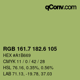 カラーコード: RGB 161.7 182.6 105 | qconv.com