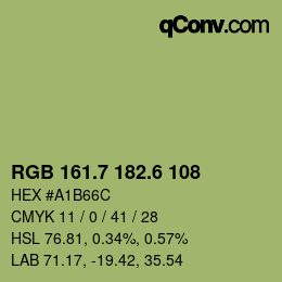 カラーコード: RGB 161.7 182.6 108 | qconv.com