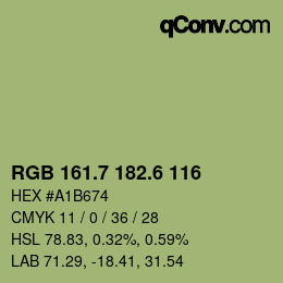 カラーコード: RGB 161.7 182.6 116 | qconv.com