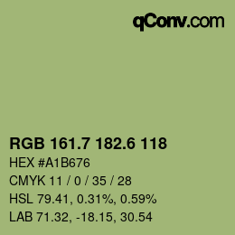 カラーコード: RGB 161.7 182.6 118 | qconv.com