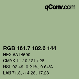 カラーコード: RGB 161.7 182.6 144 | qconv.com