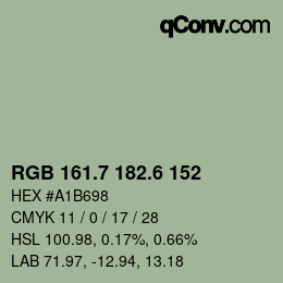 カラーコード: RGB 161.7 182.6 152 | qconv.com