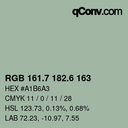 カラーコード: RGB 161.7 182.6 163 | qconv.com