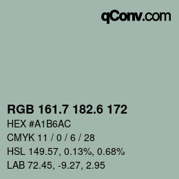 カラーコード: RGB 161.7 182.6 172 | qconv.com