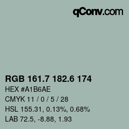 カラーコード: RGB 161.7 182.6 174 | qconv.com