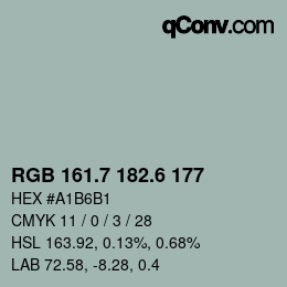 カラーコード: RGB 161.7 182.6 177 | qconv.com