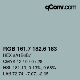 カラーコード: RGB 161.7 182.6 183 | qconv.com