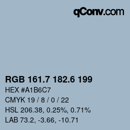 カラーコード: RGB 161.7 182.6 199 | qconv.com