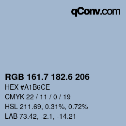 カラーコード: RGB 161.7 182.6 206 | qconv.com