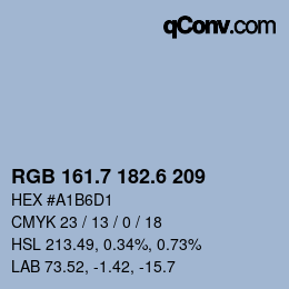 カラーコード: RGB 161.7 182.6 209 | qconv.com