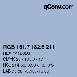 カラーコード: RGB 161.7 182.6 211 | qconv.com