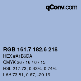 カラーコード: RGB 161.7 182.6 218 | qconv.com