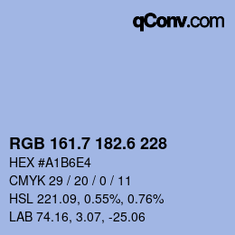 カラーコード: RGB 161.7 182.6 228 | qconv.com