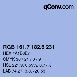 カラーコード: RGB 161.7 182.6 231 | qconv.com