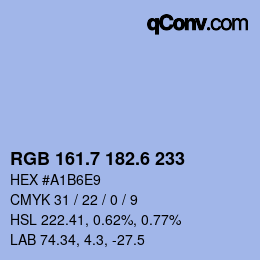 カラーコード: RGB 161.7 182.6 233 | qconv.com