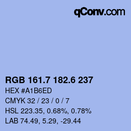 カラーコード: RGB 161.7 182.6 237 | qconv.com