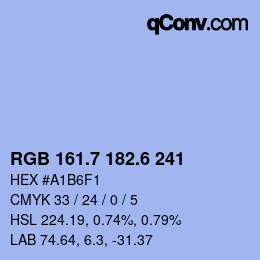 カラーコード: RGB 161.7 182.6 241 | qconv.com