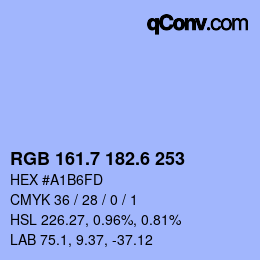 カラーコード: RGB 161.7 182.6 253 | qconv.com