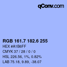 カラーコード: RGB 161.7 182.6 255 | qconv.com