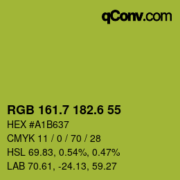 カラーコード: RGB 161.7 182.6 55 | qconv.com