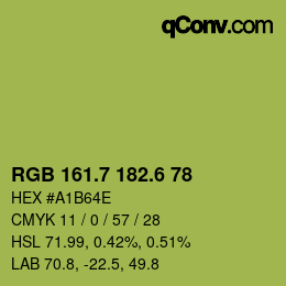 カラーコード: RGB 161.7 182.6 78 | qconv.com
