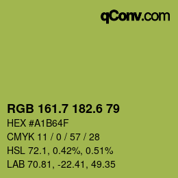 カラーコード: RGB 161.7 182.6 79 | qconv.com