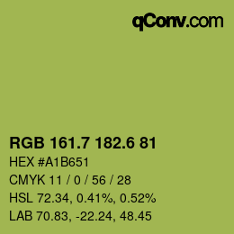 カラーコード: RGB 161.7 182.6 81 | qconv.com
