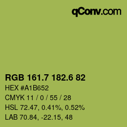 カラーコード: RGB 161.7 182.6 82 | qconv.com