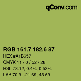 カラーコード: RGB 161.7 182.6 87 | qconv.com