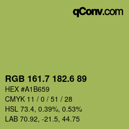 カラーコード: RGB 161.7 182.6 89 | qconv.com