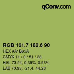 カラーコード: RGB 161.7 182.6 90 | qconv.com