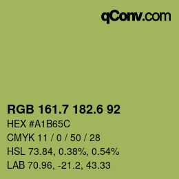 カラーコード: RGB 161.7 182.6 92 | qconv.com