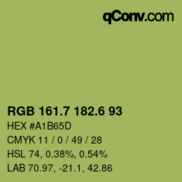 カラーコード: RGB 161.7 182.6 93 | qconv.com