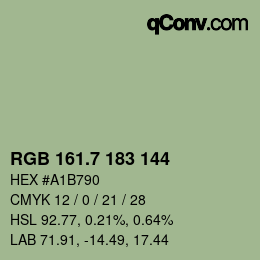 カラーコード: RGB 161.7 183 144 | qconv.com
