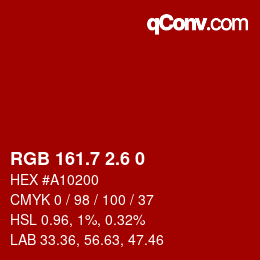 カラーコード: RGB 161.7 2.6 0 | qconv.com