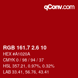 カラーコード: RGB 161.7 2.6 10 | qconv.com