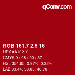 カラーコード: RGB 161.7 2.6 16 | qconv.com